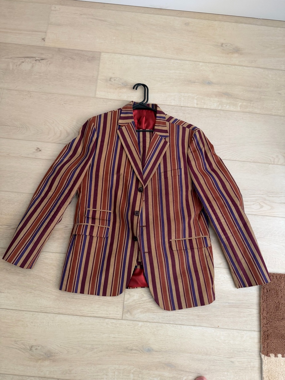 Men's Multi-Stripe Blazer in Burgundy, Tan & Navy